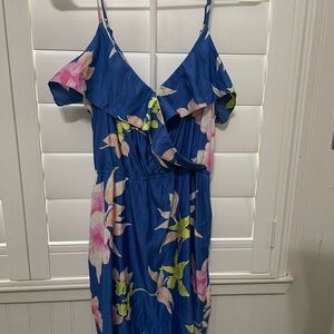 Floral Blue Ruffle Dress